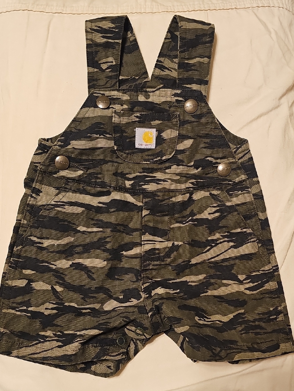 6 Months Carhartt Canvas Camo Shortalls